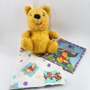 Vintage 1970s Gund Sears Winnie Pooh Plush Little Golden Book Blanket Set